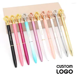Customized Lettering Logo Crystal Pen Creative Princess Crown Ballpoint Birthday Gifts High-end Student Office Stationery