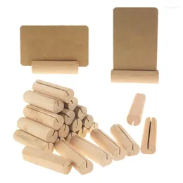 Presentförpackning 20st PO Holder stubbar träklämmor med Kraft Paper Cards Noter Mapp Hemkortplats