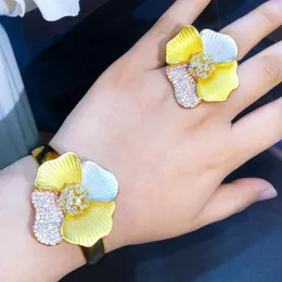 Halsband örhängen set soramoore lyx trendig stor blomma armband ring för kvinnor bröllop engagemang brincos para som mulheres 2023