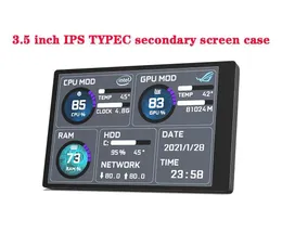 Hubs Monitor do computador para mini caso ITX 3.5 "IPS TIPEC Secue Tela CPU GPU RAM HDD USB Display Aida64 + Stand + USB Hub