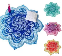 Tapissries Lotus Flower Table Tyg Yoga Mat India Mandala Tapestry Beach Throw Cover Up Round Pool Home Filt