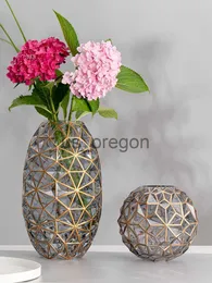 Vazen in Noordse Amerikaanse stijl goudbeschilderd licht luxe glazen vaas decoratie woonkamer bloemstuk watercultuur creatieve modus x0630