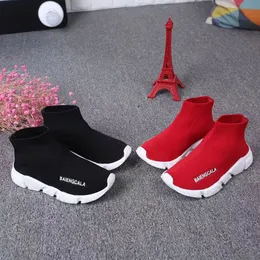 Barnskor Paris Speed ​​High Sock Version Black Classic Toddler Trainers Girls Boys Youth Spädbarn Sneaker Storlek 26-36