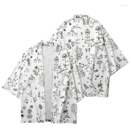 Ethnic Clothing Cute Cartoon Drawing Printed Loose Japanese Men Women Kimono Beach Shorts Streetwear Yukata Shirt Haori Cardigan Cosplay