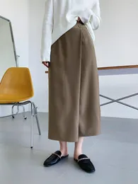 Skirts Autumn Arrival Irregular Design Suit Skirt With One Button And Diagonal Placket Mid-length Casual High-waisted A-line