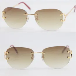 Whole Selling UV400 Protection 4193828 Rimless Sunglasses fashion men Woman sport glasses outdoors driving 18K gold Metal fram221i