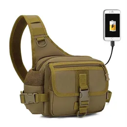 Tactical sling Bag USB Charging Army Bags Men Hiking Hunting Fishing Molle Backpack Camping Nylon Outdoor Sport Pack245V
