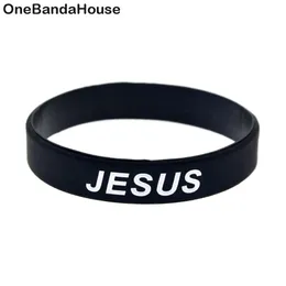 1PC Jesus Cross Fair and Love Silicone Rubber -armband Black Religious Faith Gift Inga könsmycken304S