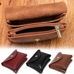 Wallets Retro Coin Purse For Women Double Layer Card Holder Quality Oil Wax Skin Mini Wallet With Zipper Earphone Lipstick Storage Pouch