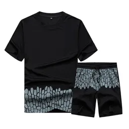 en's Tracksuit Summer Men 2 Piece Set Short Sleeve Tee Pants Running Shorts Sportswear Clothing260o
