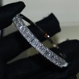 2019 Nuovo Arrivo Gioelleria raffinata e alla moda 925 Sterling Silver Princess Cut Topazio Bianco CZ Diamante Cerchio Braccialetto Del Partito Delle Donne Braccialetto Da Sposa F247Q