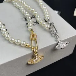 Planet Pendant Designer Pearl Necklace Fashion Paper clip Pendant Love Jewelry3318