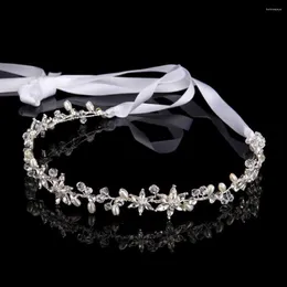 Grampos de cabelo jóias presente ornamentos bandana nupcial tiara coroa artesanal cabeça peça cristal pérola noiva hairband com fita