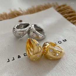Hoop Earrings Vintage Metal Star Zircon For Women Girls 2023 Trendy Water Drop Smooth Ear Buckle Earring Jewelry Gift