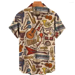 Men's Casual Shirts 2023 Summer Custom 3D Printed Shirt Fashion Music Pattern Top Oversized Guitar Instrument Tee Clothing