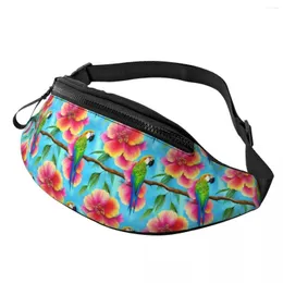 Waist Bags Tropical Parrot Bag Flower Print Travel Women Pack Polyester Picture