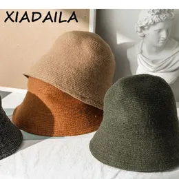 Шляпы с широкими полями, панама-ведро, теплая зимняя женская шапка для подростков, фетровая шерстяная шапка для девочек, осенняя и модная меховая черная кепка в стиле хип-хоп 230928