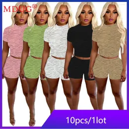 Women's Tracksuits 10sets Shorts 2 Piece Sets Outfits Women Summer Sexy Mesh See Through Y2k Tops Streetwear Clothes High Strecth M11440