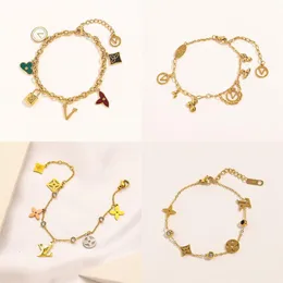 Women designer bracelet chain luxury bracelet gold plated fashion trendy pulsera lock flower letter pendant diamond cjeweler love 215T