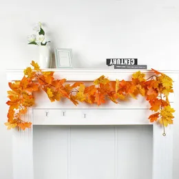 Decorative Flowers 66.3in Artificial Maple Vine Leaves Autumn Decoration Garland Thanksgiving Halloween Garden For Wedding Party Home Fall