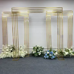 Wedding Backdrop Decor Props Geometry Shelf Wrought Iron Screen Arche Gold Plated Metal stand Flower Rack For mariage decoration