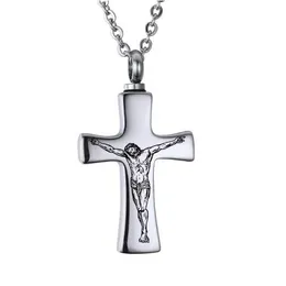 Silver Cross Cremation Keepsake Urn Pendant Necklace for Ash-Funeral Ash Urn Jewelry Memory Locket with Fill Kit215h