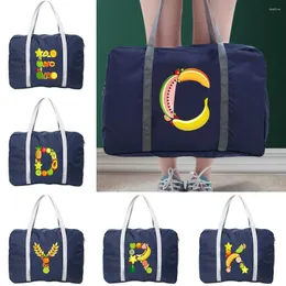 Duffel Bags Large Capacity Travel Portable Bag Nylon Foldable Tote Luggage Fruit Letter Print Handbag Shoulder Traveling Backpack