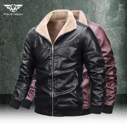 Men's Jackets Winter Thickened Coats Men Vintage Motorcycle Leather Fleece Warm Windproof Parkas Tactical Lamb Wool Casual M-5XL