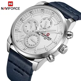 Andra klockor Mens Watches Naviforce Top Brand Luxury Waterproof 24 Hour Date Quartz Watch Man Fashion Leather Sport Wrist Watch Män klocka 230928