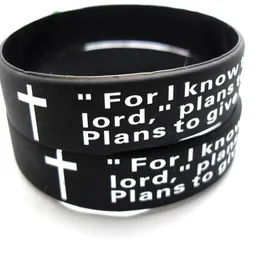 Bulk partier 100st engelska Jeremiah 2911 lords bön män mode kors silikon armband armband hela religiösa Jesus jude2628