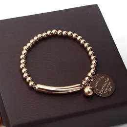 Länkkedja fina smycken rostfritt stål kulpärlor armband för kvinnor cirkel tagg charm strand armband k0001-2 g230208228n