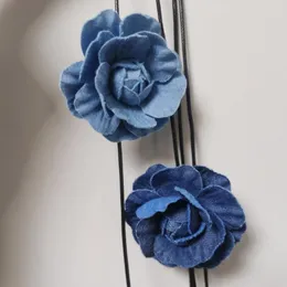 Choker Punk Gothic Elegante Große Rose Blume Schlüsselbein Kette Halskette Für Frauen Braut Einstellbare MariageY2K Denim Halskette-Schmuck