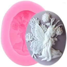Baking Moulds Oval Frame Silicone Mold Angel Fairy Cake Decorating Tools Cupcake Topper Fondant Cookie Candy Chocolate Soap Resin Mould