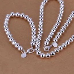 High grade 925 sterling silver '8MM beads piece - hollow jewelry set DFMSS081 brand new Factory direct 925 silver necklace br268q