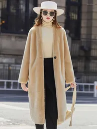 Women's Fur 2023 Merino Patty Fashion Sheepskin Wool Coat Mid Length Winter Simple And Elegant