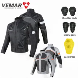 Giacche da uomo Moto Vemar Giacca da uomo Mesh traspirante Moto Protezione CE Cappotto da equitazione Guardia Abbigliamento da motocross Nero/Grigio 230928