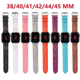 Modedesigner remmar klockband för Apple Watch Band 41mm 42mm 40mm 44mm IWATCHS 7 6 Bands Pu Leather Strap Armband Letter Printed Watchband PA5061