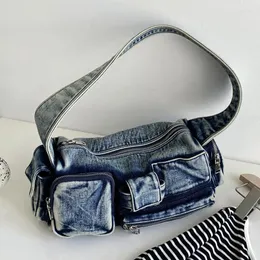 Evening Bags Denim Y2k Underarm For Women Luxury Designer Handbags Purses 2023 In Fashion Moto & Biker Multiple Pockets Shoulder