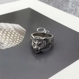 Women Men Tiger Head Ring with Stamp Vintage Animal Letter Finger Rings for Gift Party Fashion Jewelry Size 6-102691