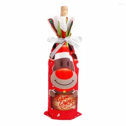 Christmas Decorations Wine Bottle Cover Santa Claus Decoration For Home 2023 Xmas Ornaments Gifts Year 2024