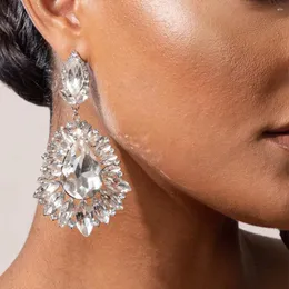 매달린 귀걸이 스톤 팬 반짝이는 워터 드롭 모조 다이아몬드 액세서리 트렌디 한 여성 ab 색상 크리스탈 스터드 피어싱 보석