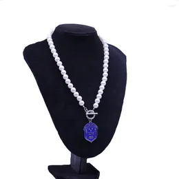 Choker Lady Party Gifts Custom OT Buckle Zeta Phi Beta Shield Shield Towarzystwo greckie naszyjniki perłowe