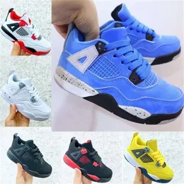 Kids Shoes 4 Basketball 4s Baby Shoe Designer Black Cat Sneakers Toddler Boys Children Red Cement Military Trainers Kid Youth Infants Girls Lightning Blue