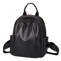 School Bags Casual Travel Women's Backpack 2024 Large-capacity Multi-functional First Layer Cowhide Bag