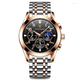 Relógios de pulso 2023 relógios de quartzo cinto de aço preto tecnologia impermeável calendário luminoso moda luxo negócios boutique