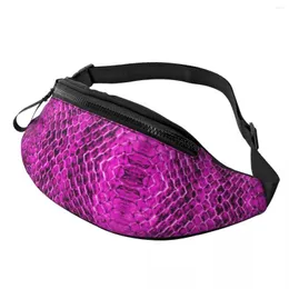 Waist Bags Snakeskin Print Bag Pink And Purple Polyester Picture Pack Male Jogging