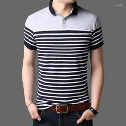 Men's Polos Summer Fashion Men Short Sleeve Striped Polo Shirts Korean Big Size Male Clothes T-shirt Streetwear Business Casual Loose Tops