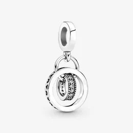 100% 925 Kręgi logo srebrnego srebrnego kółka Dangle Charms Fit Original European Charm Bransoleta Fashion Wesder Wedding REAMENTING Jewelry 3378