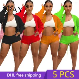 Women's Tracksuits 5PCS Wholesale Bulk Items Long Sleeve Knitted Crocheted Short Sets 2 Piece Set Outfits For Women Fall 2023 Sexy Tracksuit