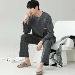 Herren-Nachtwäsche, 2-teiliges Set, modal, für Herren, Frühling, lange Ärmel, Homewear, große Größe 4XL 5XL, Pyjamas, koreanische Mode, für junge Jungen, weiche Lounge